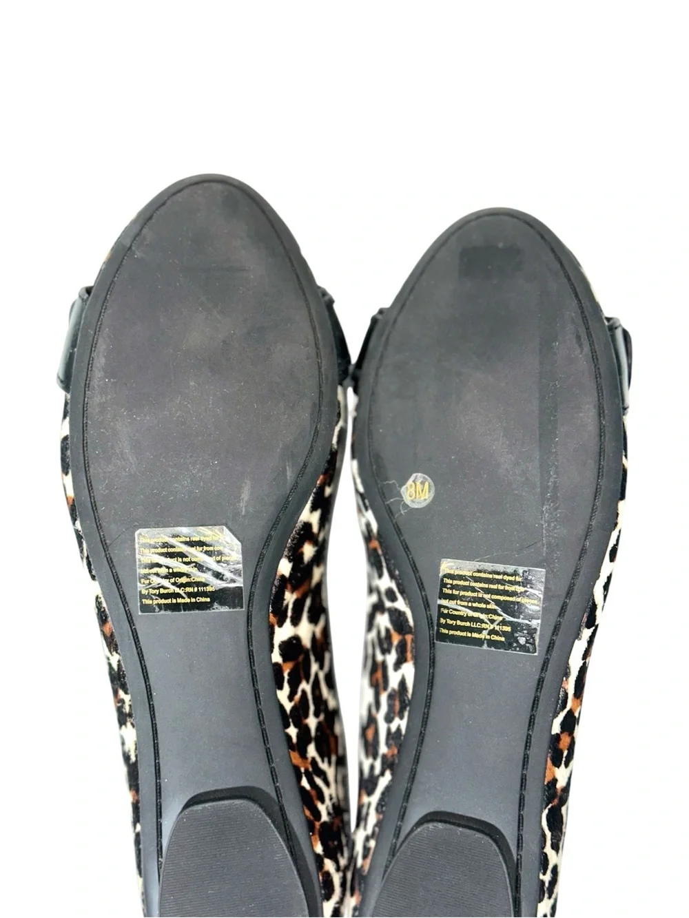 Tory Burch Eloise 2 Leopard Print Calf Hair Leather Ballet Flats Size 8